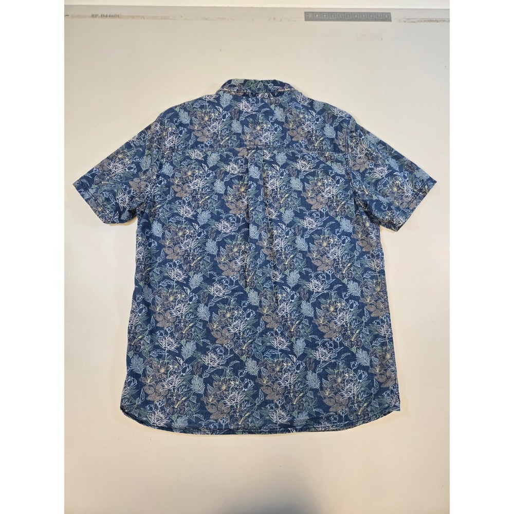 Fat Face Mens Large Blue Floral Botanical Cotton Short Sleeve Button Down Shirt - Picture 2 of 12